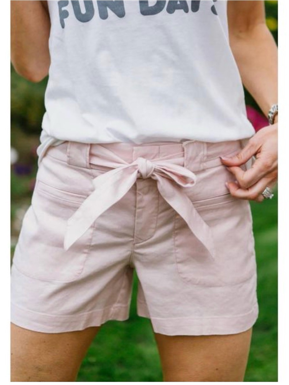 2 for $30 sale: Level 99 Nina peach pink belted linen blend shorts - 29
